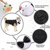 Tuxedo & Bandana Set, 2 Pack Pet Costume: Puppy Formal Party Suit - Dog Clothes for Small, Medium & Large Dogs - Prince Bow Tie Shirt - Wedding Attire for Golden Retriever & Samoyed (S)