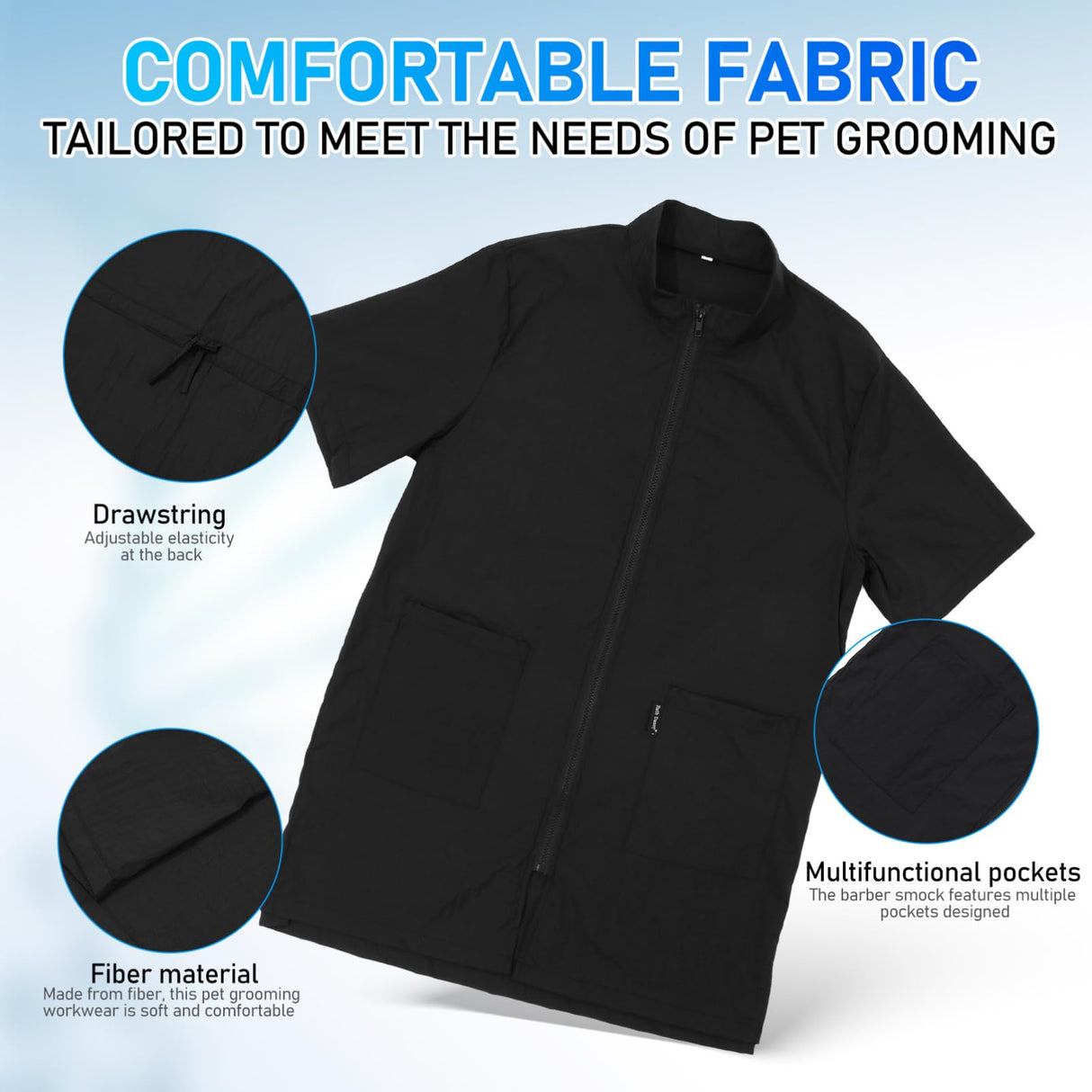 Holibanna Pet Grooming Smock Waterproof Workwear with Multifunctional Pockets for Dog Groomers Barber Jacket Size L Comfortable Durable