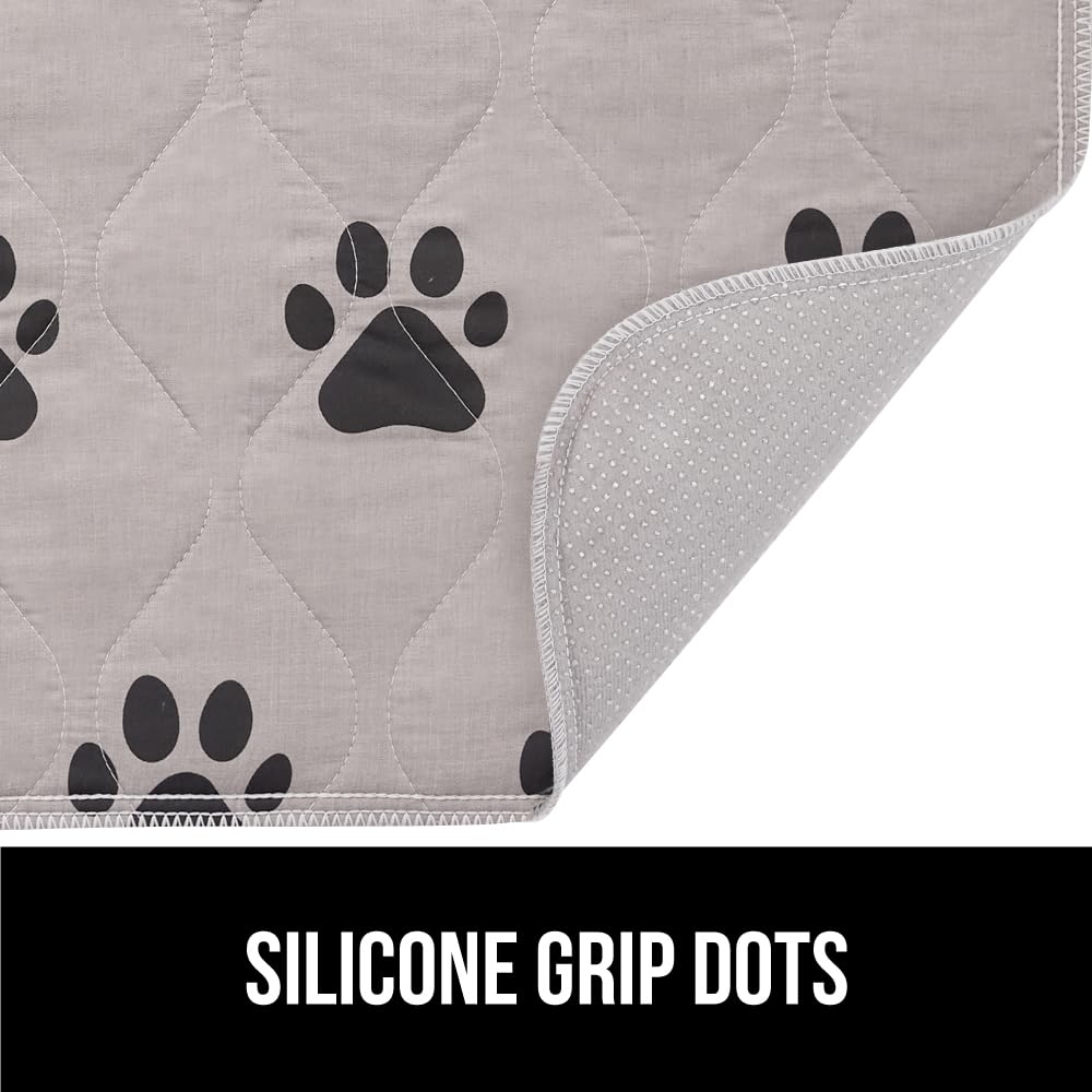 GORILLA GRIP Washable Puppy Pads, Slip Resistant Dog Crate Mat, Waterproof Cloth Pee Pad for Training Puppies in Playpen, Reusable Pet Incontinence Blanket, Protects Sofa, Furniture, 22x16 Pack of 2