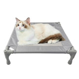 Pozico Elevated Pet Bed with Breathable Mesh for Small Cat and Dog, Raised Cooling Pet Cot for Puppy and Kitty, 18.9x18.9 inch (Gray Bed)