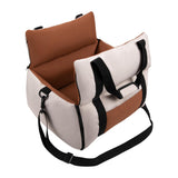 BEBAS Dog Car Seats for Small Dogs up to 25 lbs, Waterproof Dog Booster Carseat with Storage Pockets, Thickened Memory Foam & Clip-On Safety Leash, Pet Back Seat Puppy Travel Carrier, Beige
