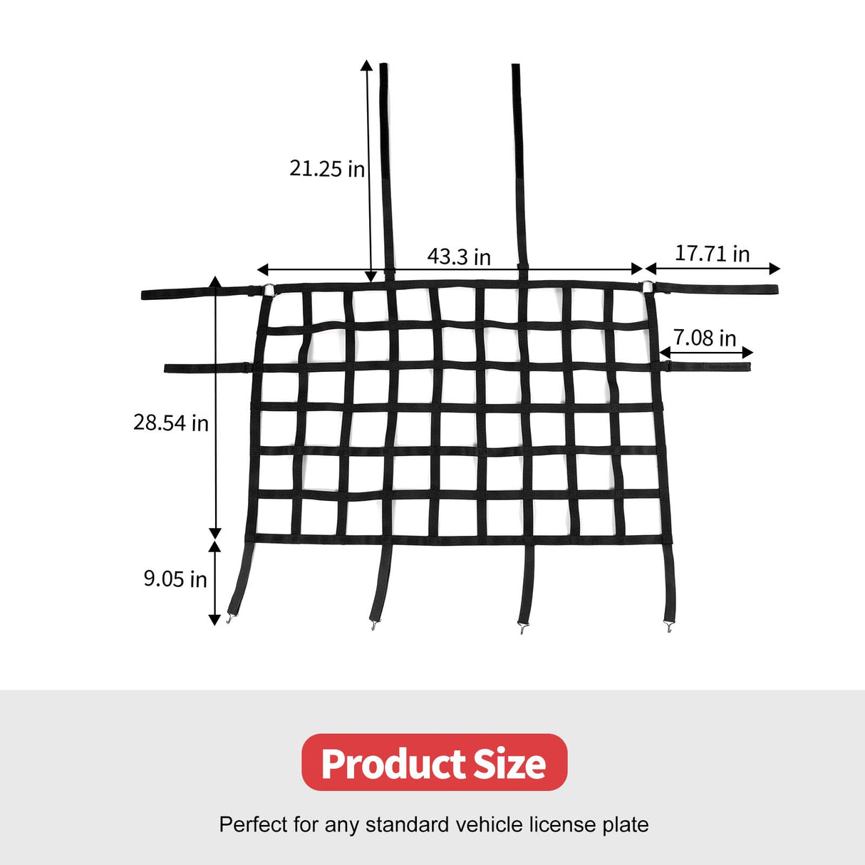 Rear Seat Cargo Net Pet Barrier Compatible with Jeep Wrangler JK JL Gladiator JT 2 Door 4 Door 2007-2023 (Black)