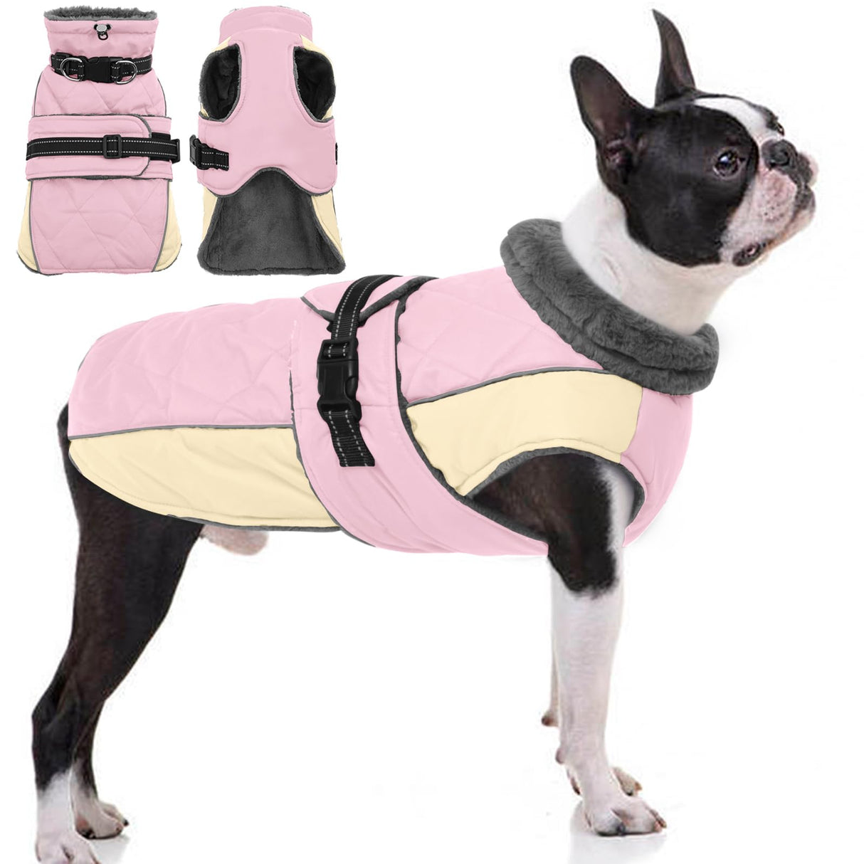 QBLEEV Warm Dog Jacket - Reflective, Adjustable Winter Coat with Turtleneck for Cold Weather, Waterproof Fleece Snowsuit for Small, Medium, Large Dogs
