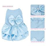 PawPleasure Dog Dress Pet Wedding Dress Princess Puppy Birthday Party Outfit Formal Apparel Girl for Small Medium Dogs Cats (Light Blue, Large)