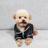 Dog Silk Pajamas for Small Medium Large Dogs Cats Soft Silk Lapel Pet Sleepwear Shirts Chihuahua Bulldog Yorkie Pjs Loungewear Clothes Dog Cat Comfortable Breathable Two-Legged Outfit