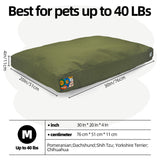 Sytopia 30 Inch Canvas Outdoor Dog Bed for Medium Dogs, Waterproof Washable Removable Cover, Indoor Patio Pet Pad for Crate, Green