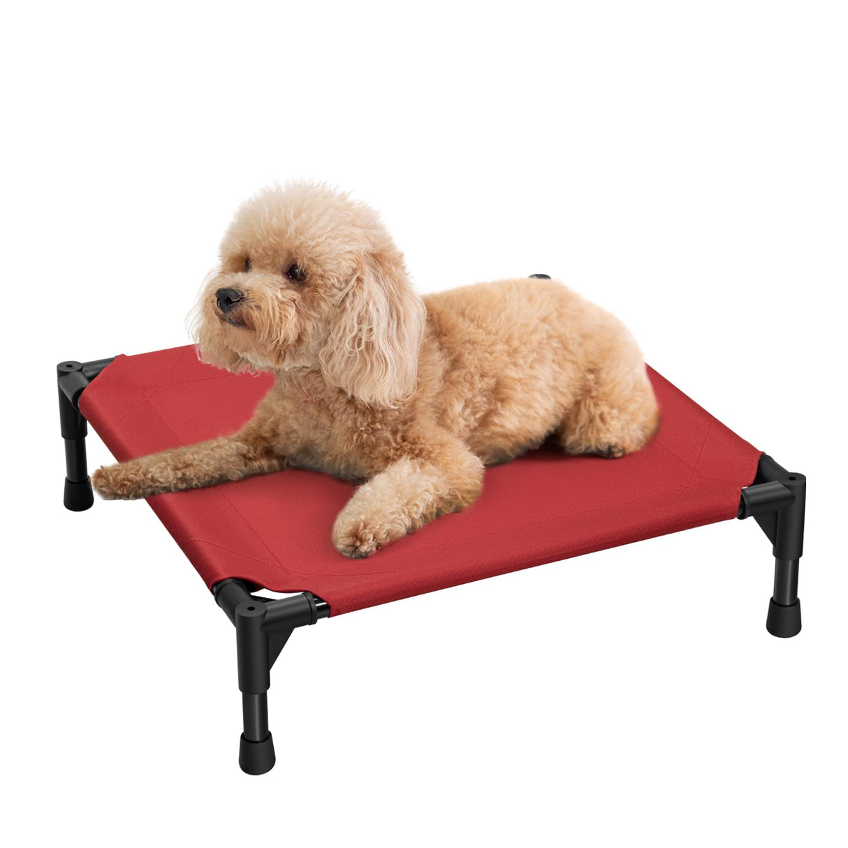 Love&go Elevated Dog Bed with Metal Frame, Cooling Raised Pet Cot for Dog and Cat (S - Red, Small-18.5x18.5x5.5 inch)