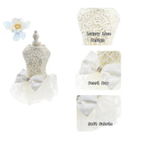 Hollow Dog Wedding Dress Tutu Skirt Luxury Lace Pearl Bow Christmas Dress Costume for Small Dog Pet Apparel (XS, White)