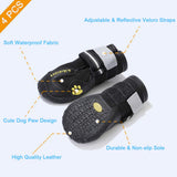 Teamoo Dog Snow Boots for Winter Durable Waterproof Anti-Slip Dog Booties for Winter Dog Shoes for Medium Large Size Dogs with Adjustable Reflective Straps Dog Boots & Paw Protectors Black Size 8