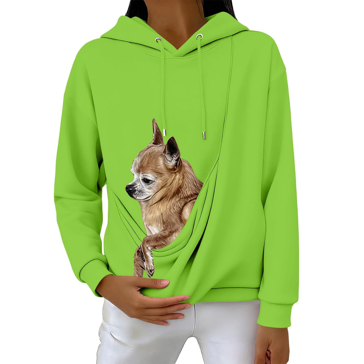 Shunking Pet Pouch Hoodie Men Kangaroo Pouch Hoodies Pocket Puppy Cat Care Shirt Dog Carrier Pullover Animal Holder Top Unisex (Light Green, XXL)