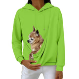 Shunking Pet Pouch Hoodie Men Kangaroo Pouch Hoodies Pocket Puppy Cat Care Shirt Dog Carrier Pullover Animal Holder Top Unisex (Light Green, XXL)