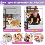 AGESISI Dog Grooming Arm with Clamp, Heavy Duty Pet Grooming Table Arm with Grooming Hammock, Loop Noose & Two No-Sit Haunch Holder, 36" Height Adjustable for Medium & Small Pets, Black