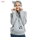 YYW Womens Pet Hoodies Pullover Sweatshirt Oversized Cat Hoodies Pet Holder Cat Dog Pouch Carriers (Pink,X-Large)