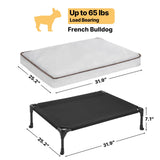 Veehoo Elevated Dog Bed with Waterproof Cushion Mat, Cooling Raised Dog Beds with Padded Top, Washable Outdoor Dog Bed, Orthopedic Pet Cot for Indoor & Outdoor, Medium Dog Bed 32" x 25", Dark Grey