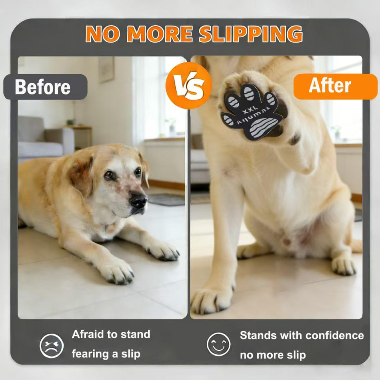 Aqumax Dog Anti Slip Paw Grips Traction Pads,Dog Feet Stickers with Stronger Adhesive,Paw Protection to Provide Traction for Slippery Floors,Essentials for Senior Dogs,12 Sets (48 pcs) XXL Black