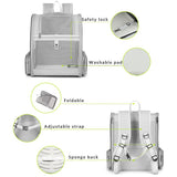 Texsens Pet Backpack Carrier for Small Cats Dogs | Ventilated Design, Safety Straps, Buckle Support, Collapsible | Designed for Travel, Hiking & Outdoor Use (Light Gray)