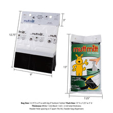 Load image into Gallery viewer, Mutt Mitt® 100 White &amp; Black 2-Ply Dog Waste Bags on 1 Dog Waste Bag Station Header - 300% Thicker than mini roll dog waste bags - no more warm &amp; yuck feeling
