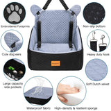 Dog car Seats for Small/Medium Dogs up to 33lbs- Washable, Waterproof, Dog Booster & car Seats with 2 Easy-Install Safety Belts, Non-Slip Base & Storage Pocket(Grey Black).