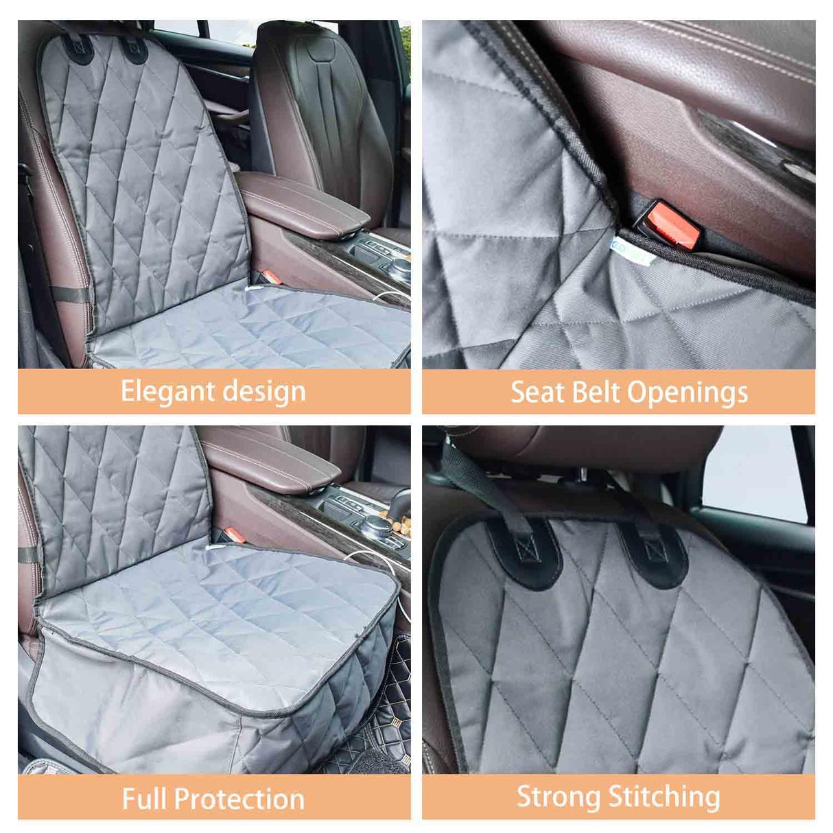 GOOPAWS Dog Car Seat Cover, Waterproof Dog Hammock, Scratchproof Travel Car Bed Back Seat Cover for Pets, with Storage Pocket for Car SUV Truck (Grey-3)