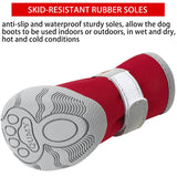 QUMY Dog Shoes for Small Dog, Puppy Dog Boots & Paw Protectors for Winter, Summer Hot Pavement, Waterproof in Rainy Weather, Ourdoor Walking, Indoor Hardfloors Skid-Resistant Soles Red Size 4