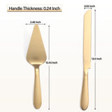 Cake Cutting Set for Wedding, Elegant Cake Knife and Server Set with Thickened Stainless Steel Rounded Edges, Cake Cutter Pie Spatula for Birthday Anniversary, 2 Pcs, Gold