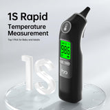 Femometer Family Ear Thermometer, Highly Accurate Ear Thermometer for Kids, Adults and Babies, 30 Memory Recall, 1s Result and 3-Color Fever Alert, with 24 Disposable Probe Covers, White