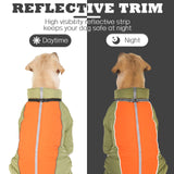 Toasty Warm 4-Legged Dog Snowsuit with Leash Ring, Reflective Zip Up Dog Winter Coat, Windproof Fleece Lining Dog Jumpsuit Jacket, LightGreen,12