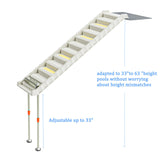 Foldable Dog Pool Ramp with 33" Legs for Free Height Adjustment,Safe & Easy Access Dog Water ramp for Pool, Pool Ramp for Dogs Up to 200lbs (White)