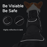 Dog Winter Raincoat, Waterproof Warm Jacket with Velvet Lining for Cold Weather, Windproof Insulated Rain Coat with Reflective Strips for Extra Large Dog (Black, XXL)