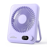 WHATOOK Small Desk Fan Personal Fans: 5000mah 25 Hours Battery Office Quiet Mini Desktop Fan Portable Rechargeable Travel Essentials (Purple, 2000 mAh)