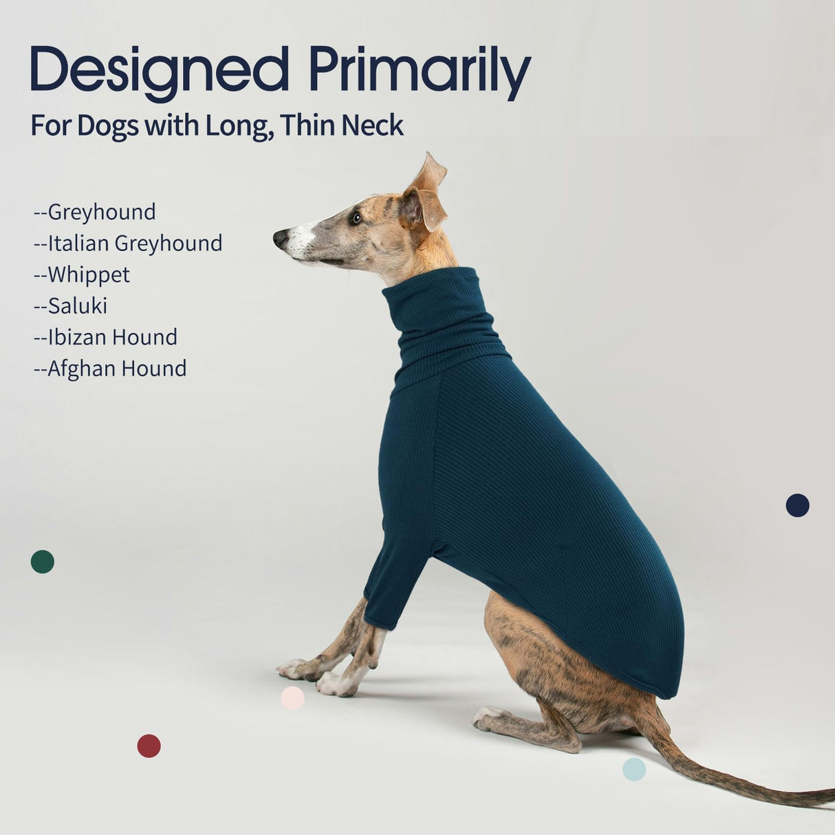 IECOii Greyhound Sweater, Cozy Italian Greyhound Jumpsuit, Pullover Dog Sweater for Small Dogs, Turtleneck Whippet Onesie Clothes for Spring Fall Outfits, Extra Soft Whippet T Shirts with Sleeves, XS