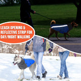 SlowTon Winter Dog Coat, Warm Polar Fleece Lining Doggie Outdoor Jacket with Turtleneck Scarf Reflective Stripe Adjustable Waterproof Windproof Puppy Vest Soft Pet Outfits (M+,Blue)