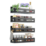 4 Pack Strong Magnetic Spice Rack for Refrigerator, Multipurpose Magnetic Shelf for Fridge with 4 Hooks for Kitchen and Bathroom Organization, Black