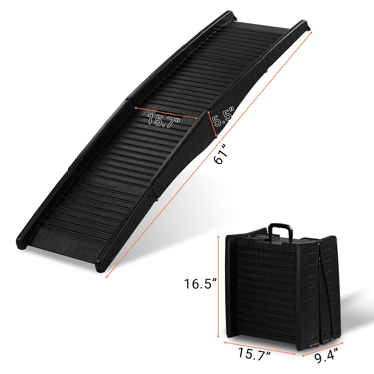 Outvita Dog Ramp, 61" Folding Pet Ramp for Car, SUV, Truck, Bed, Easy Access for Large Dogs Weight Bearing up to 150 Lbs, Non-Slip Step Surface, Lightweight Portable