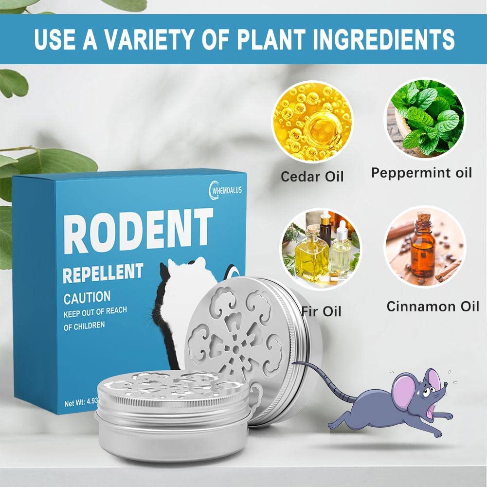 DALIYREPAL Rodent Repellent for Car Engines,Mouse Repellent Peppermint,Mice Repellent for House,Rat Repellent Outdoor/Indoor, Under Hood Animal Repeller 2 Jars/Box