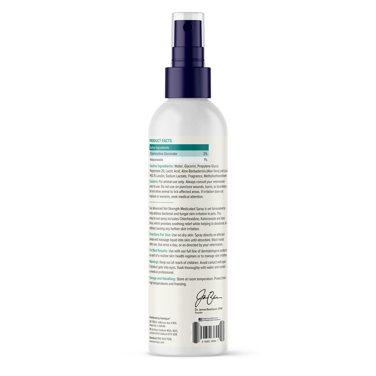 Vetnique Dermabliss Chlorhexidine for Dogs Skin Health - Antibacterial Medicated Spray - for Skin Infections & Irritation, Hot Spots & Redness Relief (Medicated Spray, 8oz)