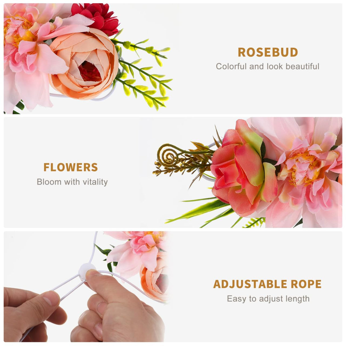POPETPOP Dog Flower Crown, Dog Tiara Adjustable Pet Flower Headband for Pet Wedding Outfit Vacation Costume Decor