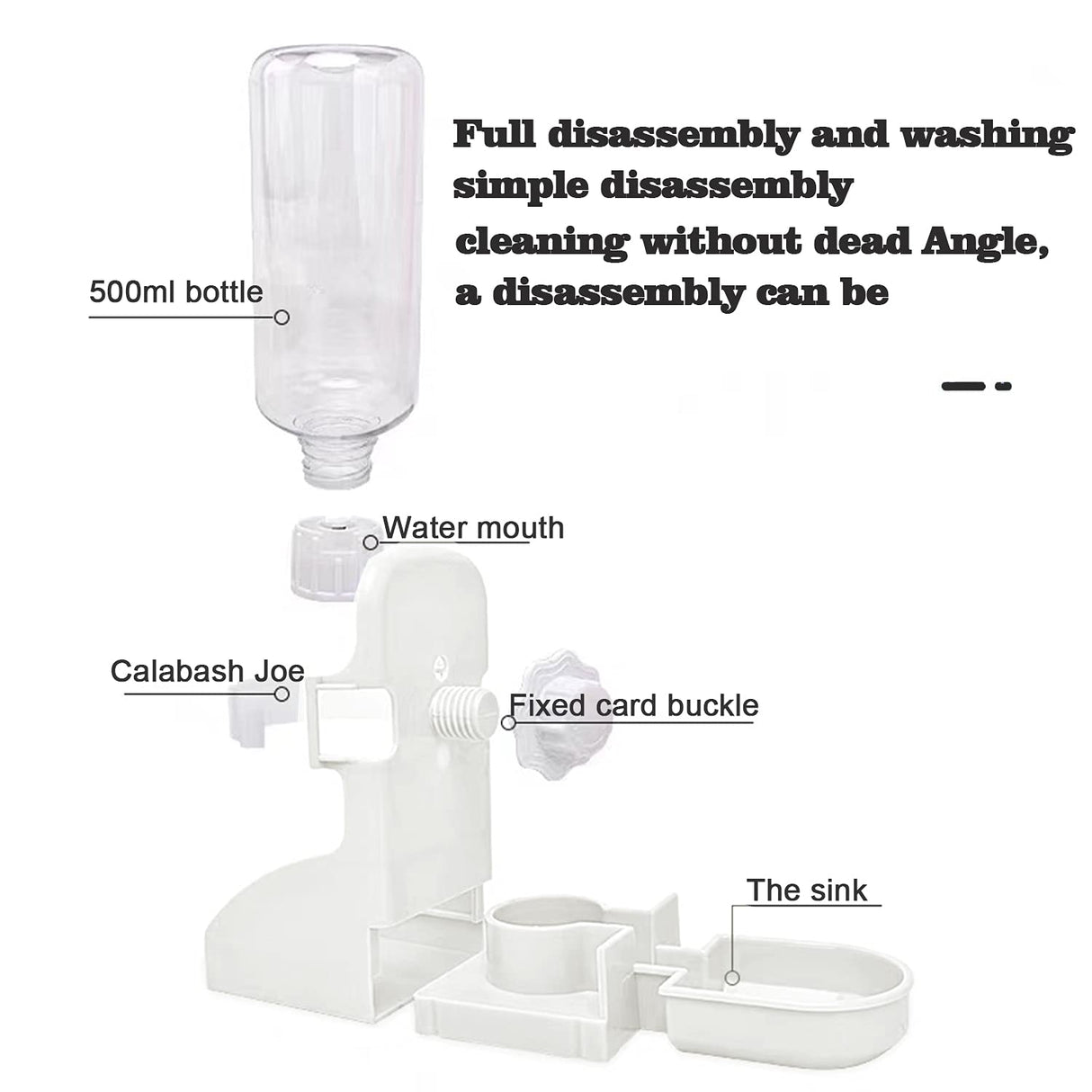 HERCOCCI Rabbit Hay Food Bin Feeder and Bunny Water Bottle Set, Hay Food Feeder Bowls Manger Rack with 500ml Hanging Water Dispenser Prevent Knock Over for Rabbit Guinea Pig Chinchilla (Large, White)