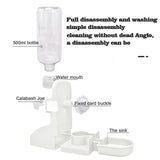 HERCOCCI Rabbit Hay Food Bin Feeder and Bunny Water Bottle Set, Hay Food Feeder Bowls Manger Rack with 500ml Hanging Water Dispenser Prevent Knock Over for Rabbit Guinea Pig Chinchilla (Large, White)
