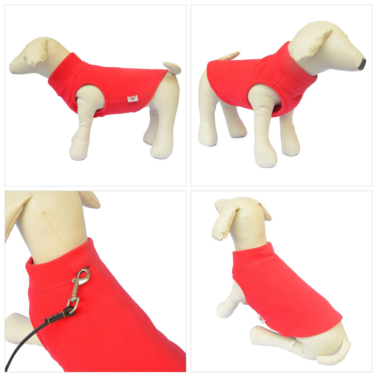 Dog Winter Vest Warm Breathable Dog Polar Fleece Vest Jacket, Lightweight Winter Coat with Leash Neck Hole for Small Medium Large Dogs Red L