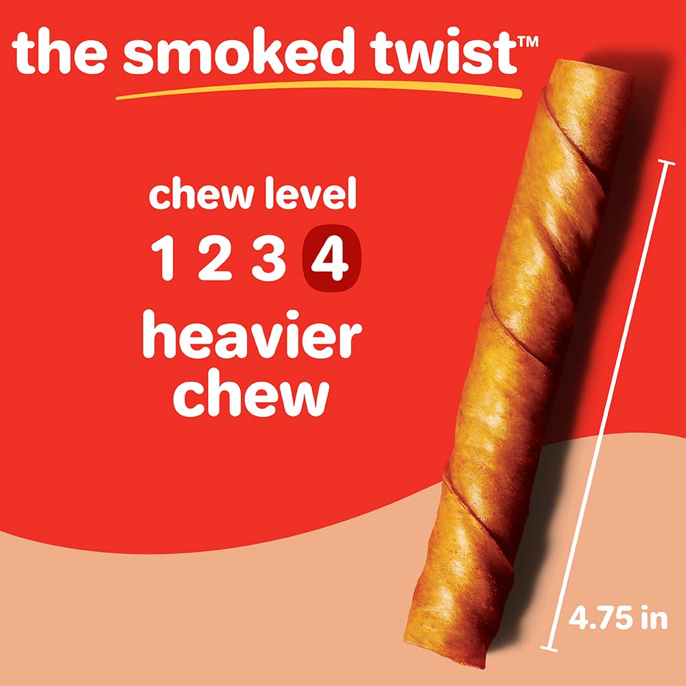 Hartz Oinkies Smoked Twists with Naturally Smoked Pork Rawhide-Free Dog Treats, Highly Digestible Long Lasting Dog Chews, 40 Count