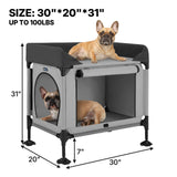 Veehoo Dog Bunk Bed, Dog Beds Attachment to Human Bed, Bedside Dogs Cot for Small, Medium Cats & Dogs, Pet Window Perch, Grey