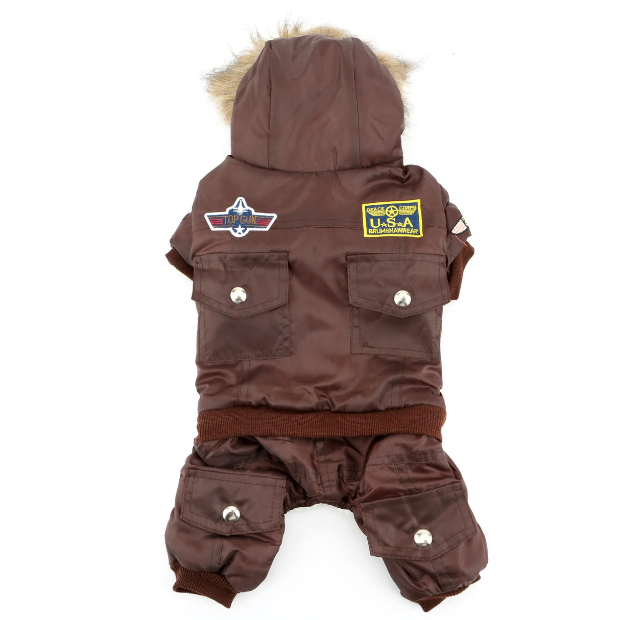 ZUNEA Padded Waterproof Small Dog Winter Jumpsuit Pet Puppy Jacket Coat Fleece Warm Snowsuit Airman Chihuahua Yorkie Outfits Clothes Apparel Brown M