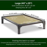 Kuranda Chewproof Elevated Dog Bed - Walnut PVC - 40" x 25" - Cordura Nylon - Gold
