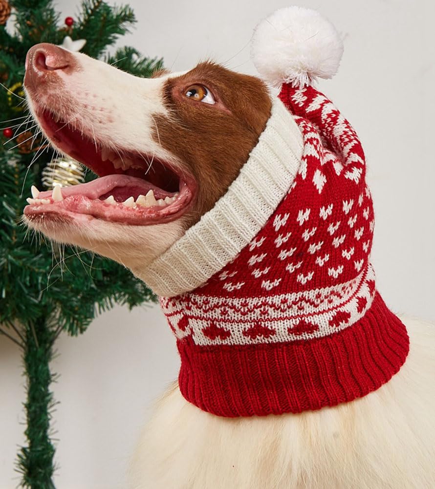 MaruPet Dog Hat & Scarf Set, Knitted Pet Christmas Winter Warm Caps, Cute Accessories Neck Ear Warmer Hood & Warm Scarf, Party Decoration for Cat & Dog, Fit for Small G-red Hearts Small