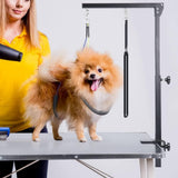 AGESISI Dog Grooming Arm with Clamp, Heavy Duty Pet Grooming Table Arm with Grooming Hammock, Loop Noose & Two No-Sit Haunch Holder, 36" Height Adjustable for Medium & Small Pets, Black