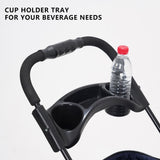 3-in-1 Pet Stroller for Small/Medium Dogs Cats,4 Wheels,Detachable Carrier Basket,Breathable Mesh,Storage Basket,Cup Holder,Weather Cover,Black,44 lbs Capacity