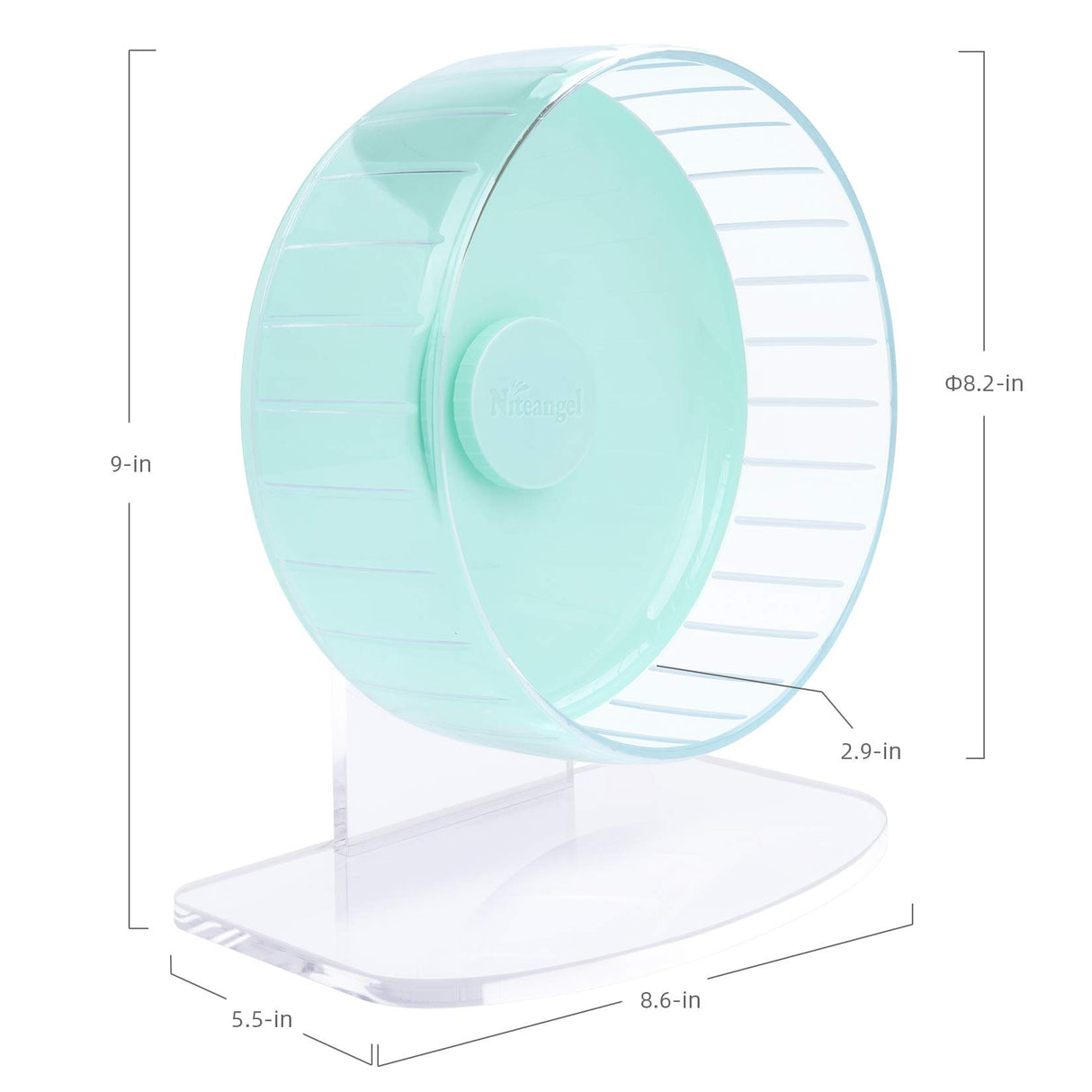 Niteangel Super-Silent Hamster Exercise Wheels: - Quiet Spinner Hamster Running Wheels with Adjustable Stand for Hamsters Gerbils Mice Or Other Small Animals (S, Mint Green)