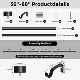 VOIIY Curtain Rods for Windows 48 to 84 Inch(4-7 Feet),Black 1'' Diameter Drapery Rods with End Cap Style Design,Modern Adjustable Heavy Duty Curtain Rod,Size:36''-88''