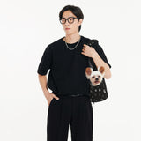 Black White Paw Dog Purse Carrier for Small Dogs Cats,Portable Foldable Soft Sided Small Pet Carrier Tote Bag for Outdoor